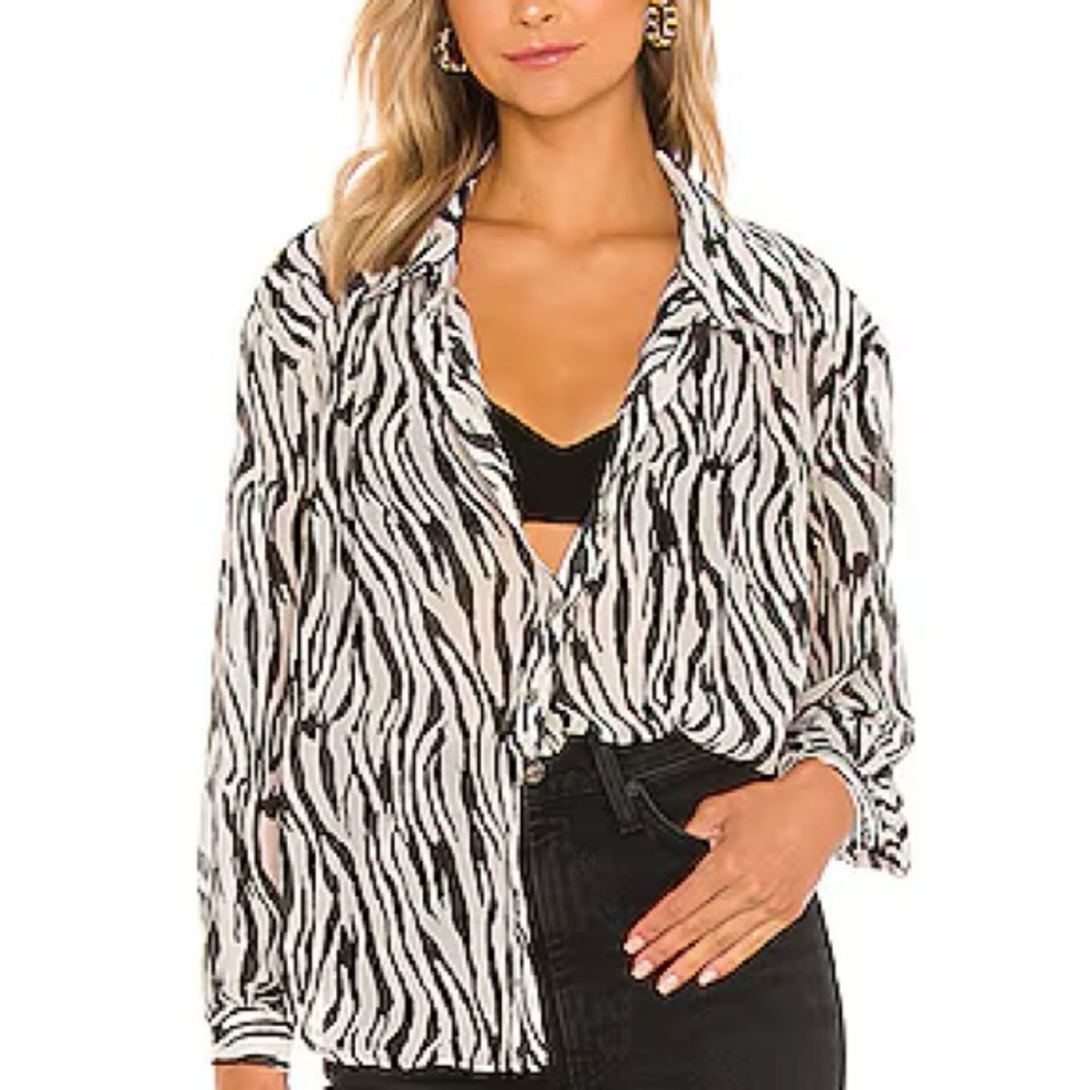 Ciara Printed Button Down Shirt - Zebra Print